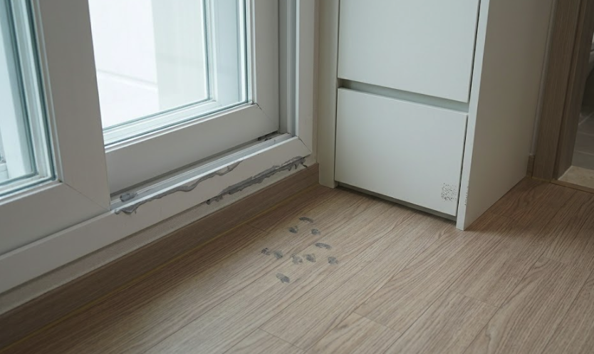 창호 하단 프레임 손상 예시 이미지